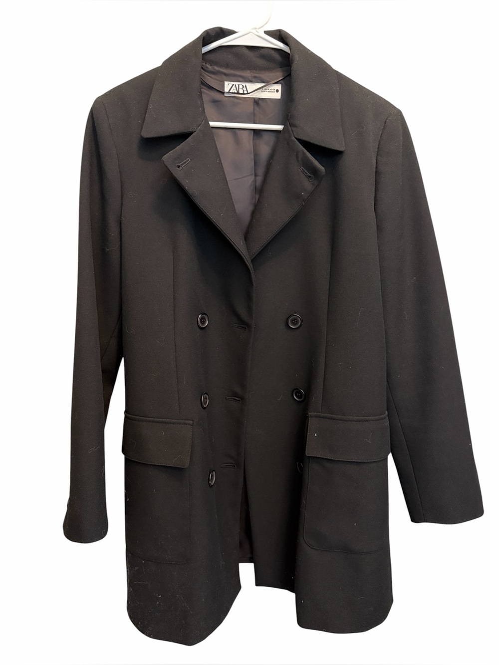 Zara Black Double-Breasted Blazer. Fully Lined. Size Medium. Like New.